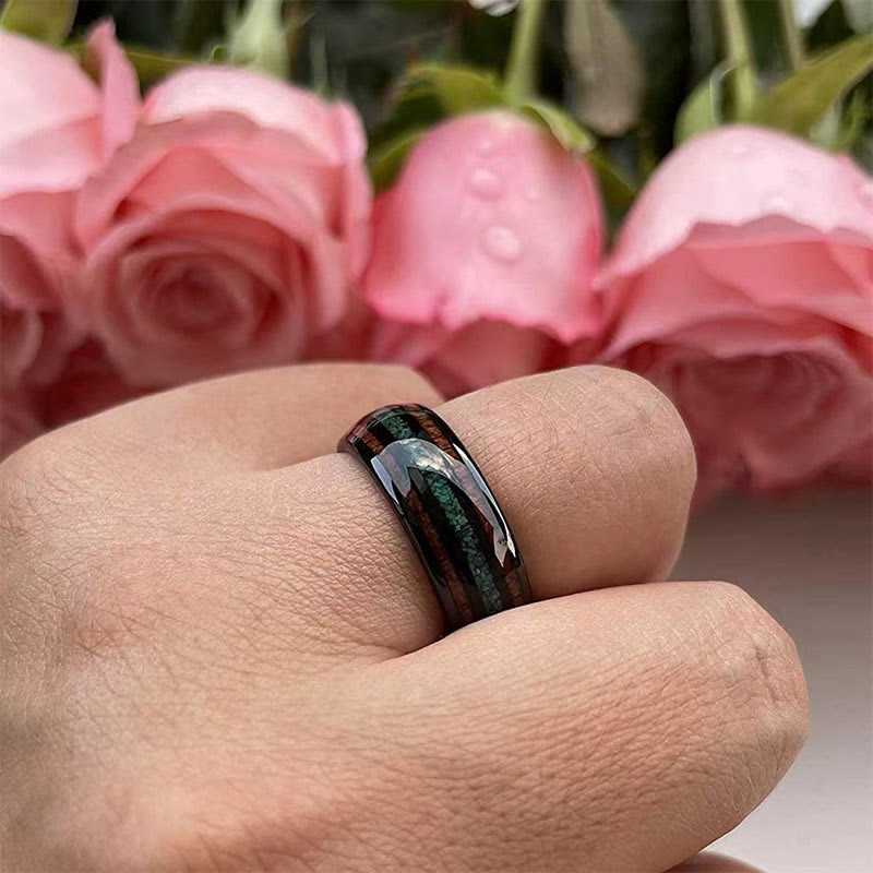 Olivenorma“Strong Shield” - Malachite With Tungsten Steel Ring - image 3