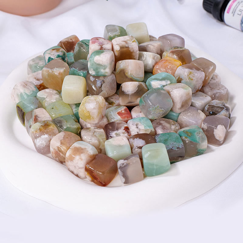 Olivenorma Cherry Blossom Agate Crystal Cube Natural Stone - 500g/pack - Cherry Blossom Agate - image 0