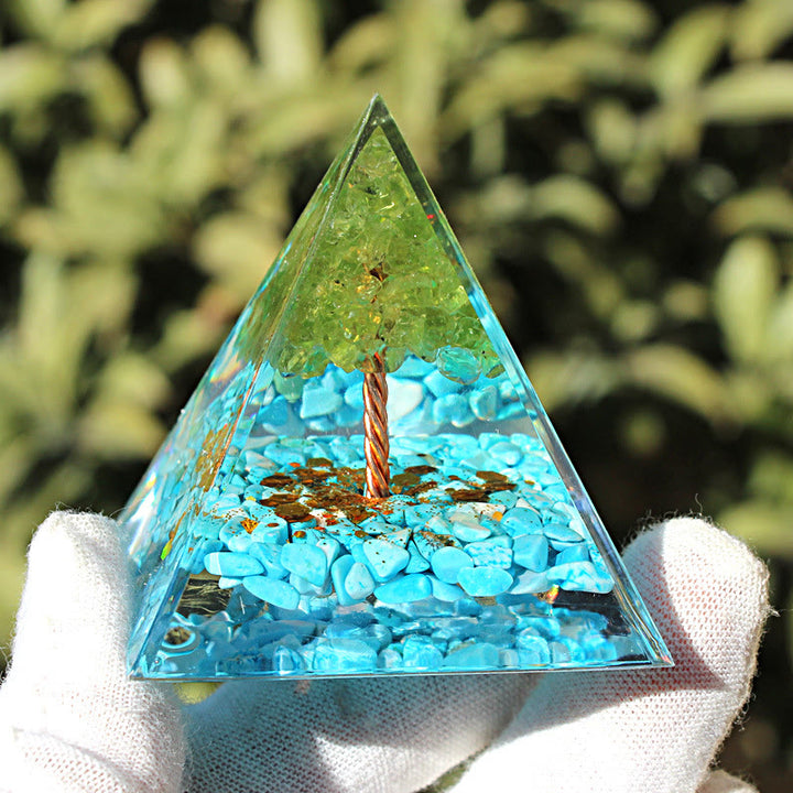 Olivenorma Peridot Amazonite Tree of Life Orgone Pyramid - 3.93''*3.93''(10cm X 10cm) - YES PLEASE $8 - image 0