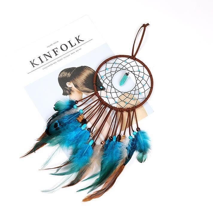 Olivenorma Turquoise Handmade Traditional Feather Dream Catcher - image 7
