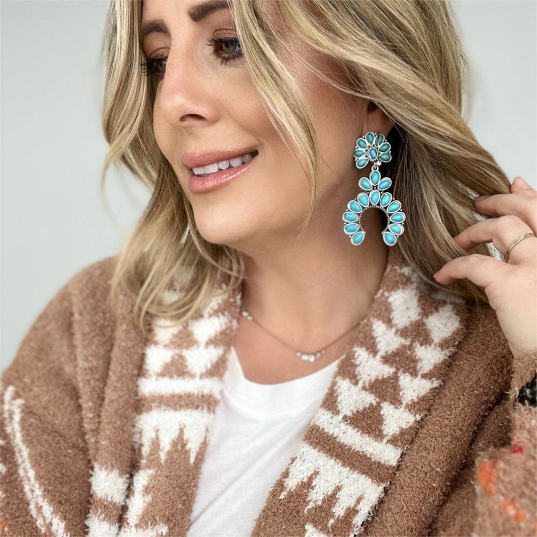 Olivenorma Chunky Turquoise Drop Bohemia Earrings - image 1