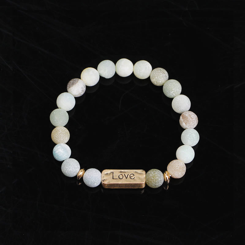 Olivenorma Natural Gemstone Love Powerful Engraving Bracelet - Amazonite&Love - image 4