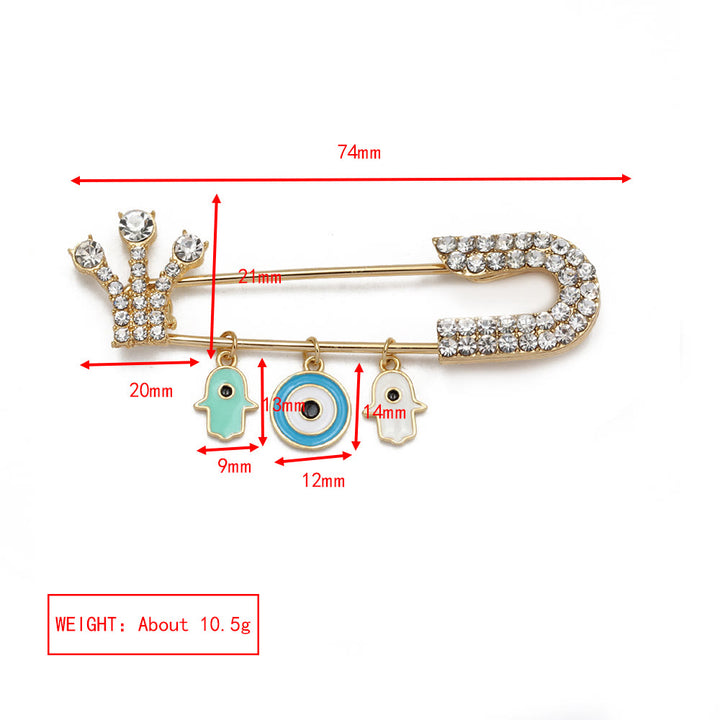 Olivenorma White Zircon Evil Eye Heart Brooch - Flowers & Cats - image 23