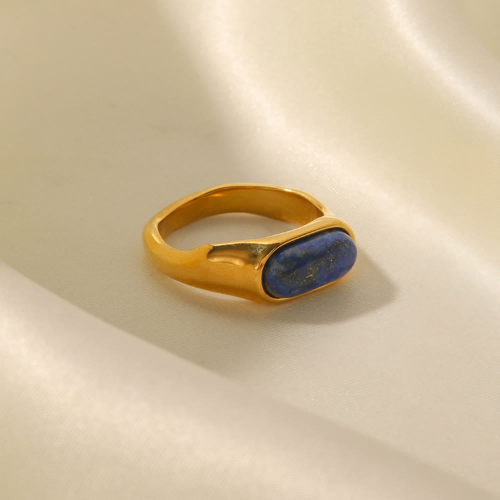 Olivenorma Oval Natural Stone Gold Color Ring - image 6