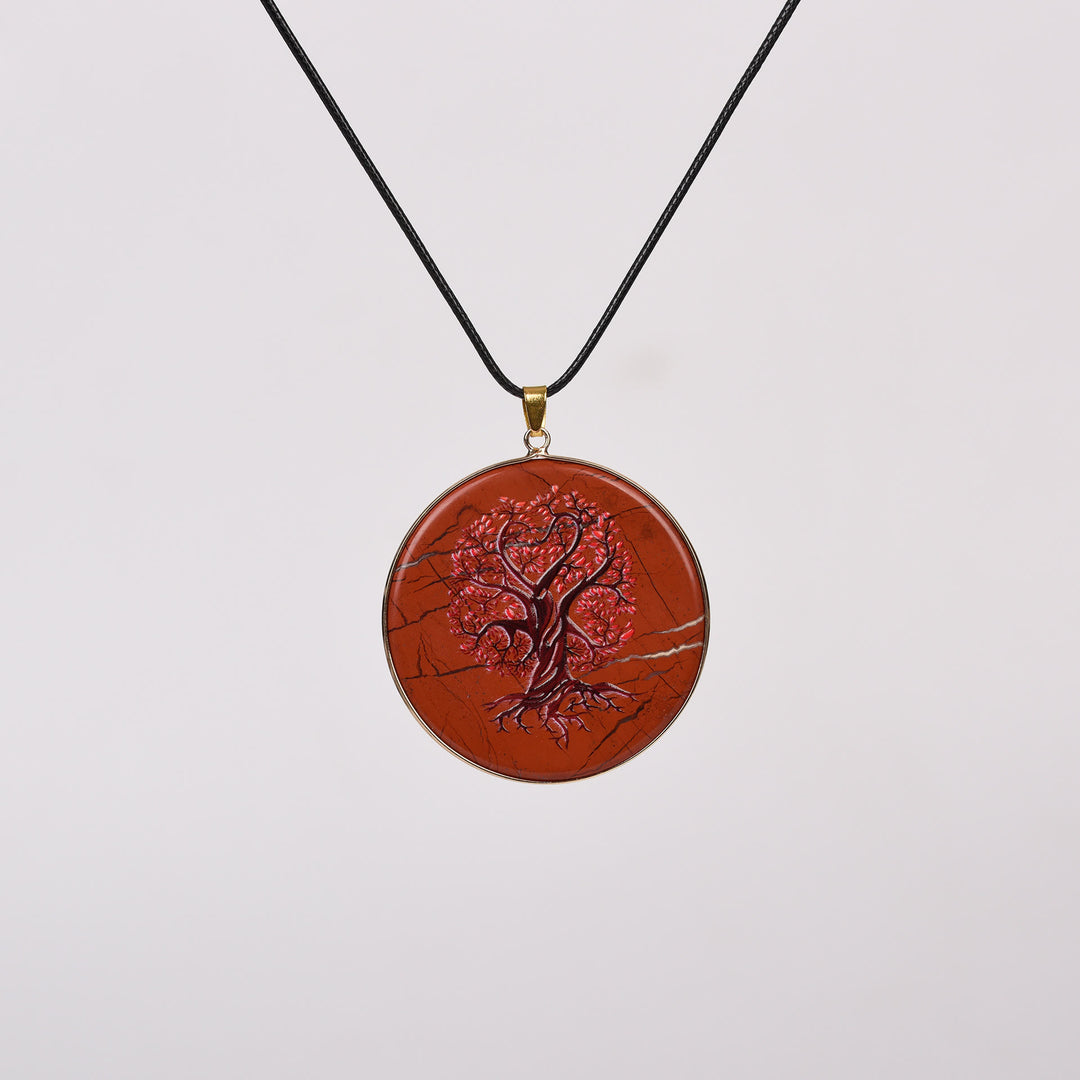 Olivenorma Crystal Hamsa Chakra Tree Of Life Necklace - Red Jasper - Tree Of Life - image 17