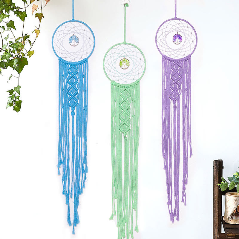 Olivenorma Woven Round Solar Tree of Life Crystal Dream Catcher - image 0