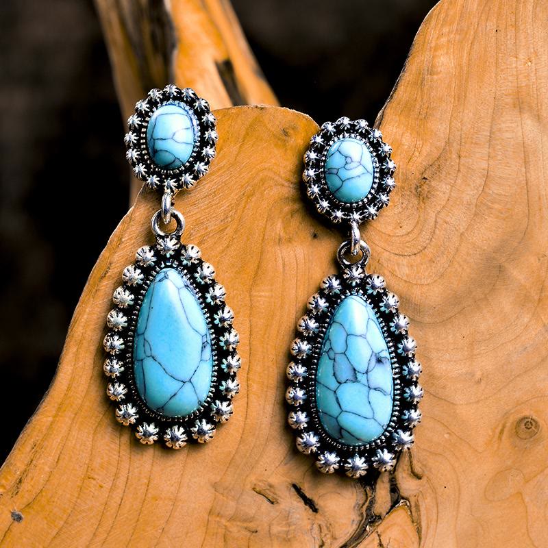 Olivenorma Teardrop Turquoise Earrings - image 4