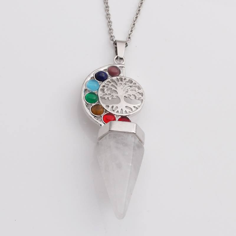 Olivenorma Hexacone Crystal Chakra Tree of Life Pendant Necklace - Chakra&Clear Crystal - image 5