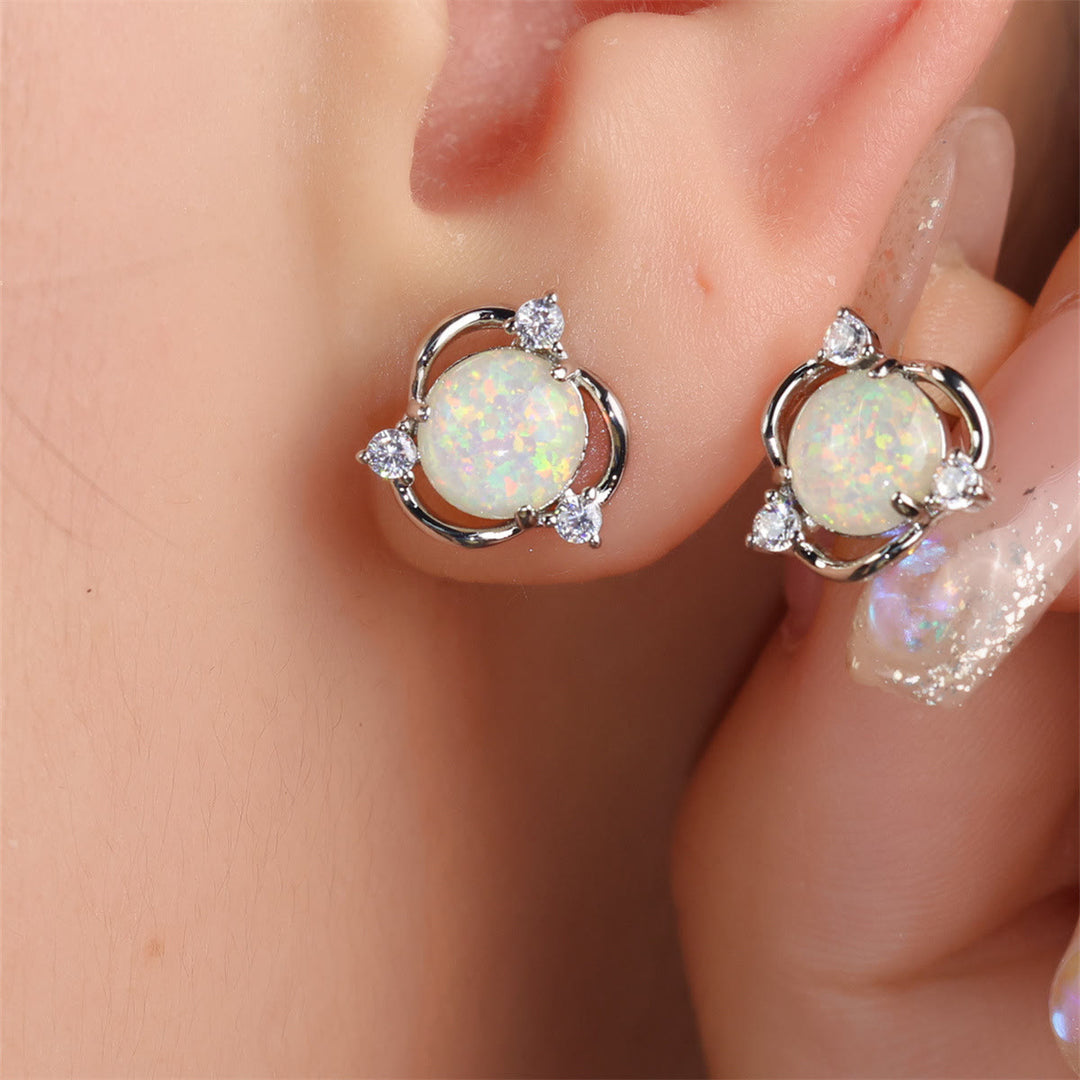Olivenorma Opal Small Round White Zircon Stud Earrings - image 13
