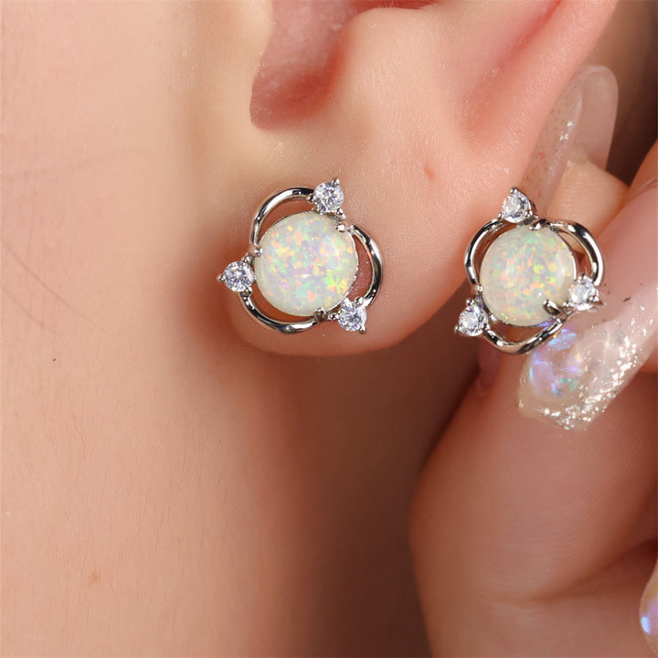 Olivenorma Opal Small Round White Zircon Stud Earrings - image 13