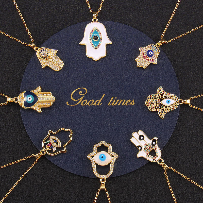 Olivenorma "Good Fortune" Hamsa With Evil Eye Necklace  - image 0