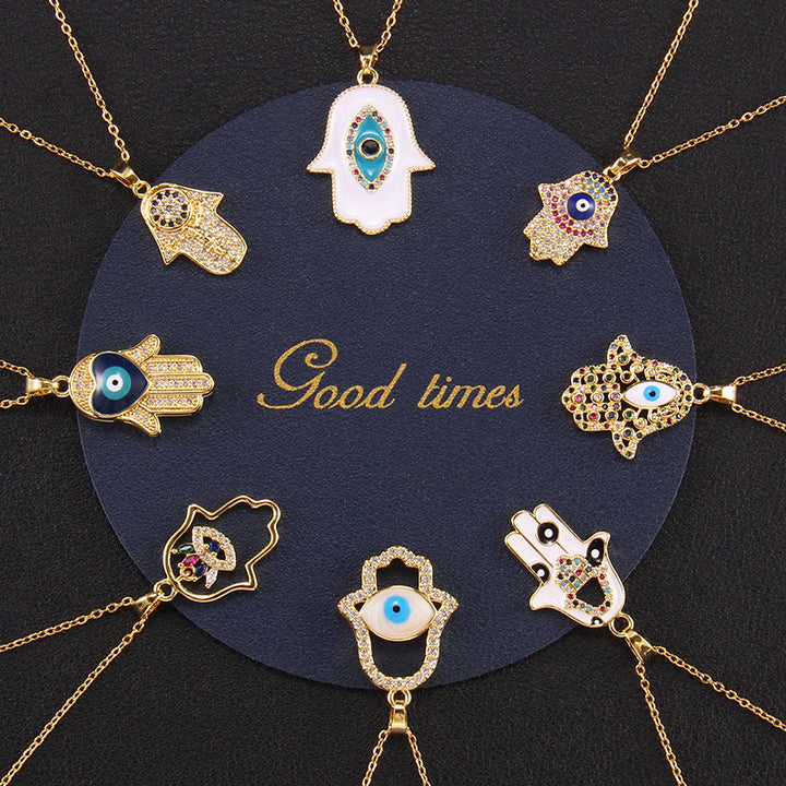 Olivenorma "Good Fortune" Hamsa With Evil Eye Necklace  - image 0