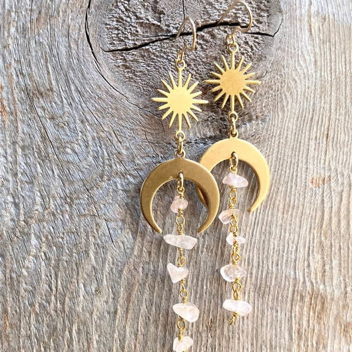 Olivenorma Amethyst Clear Crystal Sun Tassel Earrings - image 4