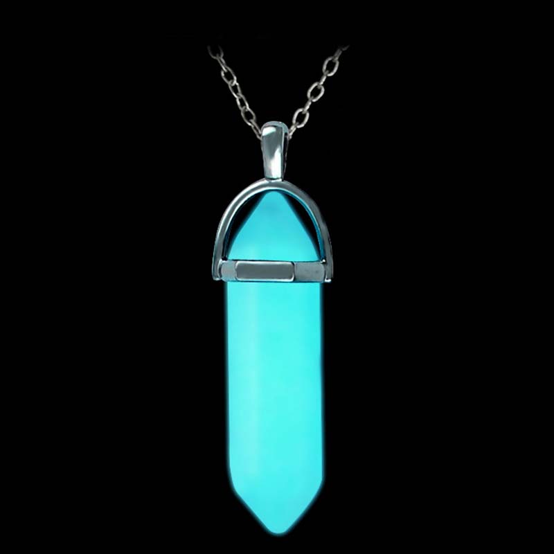 Olivenorma Moonstone Stone Hexagonal Column Necklace - Skyblue+Chain - image 6