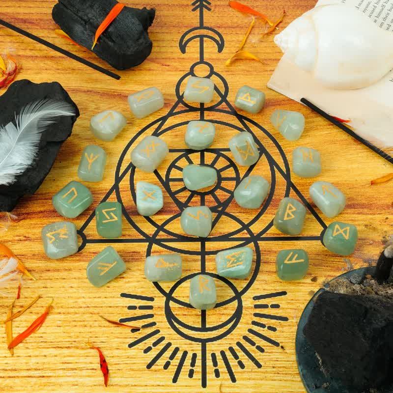 Olivenorma Rune Alphabet Carved Graphic Stone Balance Gemstone Decoration - image 4