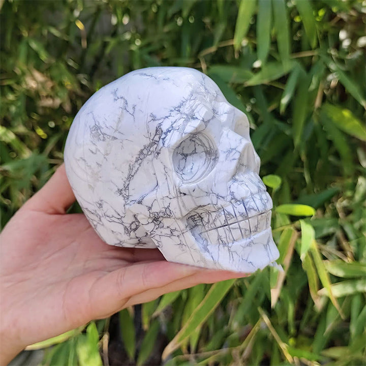Olivenorma 10cm Natural White Turquoise Gemstone Decoration Crystal Skull - image 1
