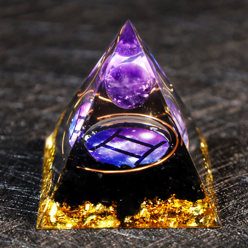 Olivenorma Amethyst Ball Obsidian Gravel Zodiac Gemini Orgone Pyramid - image 2