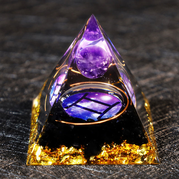 Olivenorma Amethyst Ball Obsidian Gravel Zodiac Gemini Orgone Pyramid - image 2