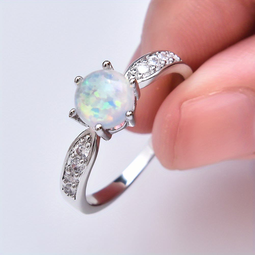 Olivenorma Six Claws Round Opal Edge Band Ring - image 3