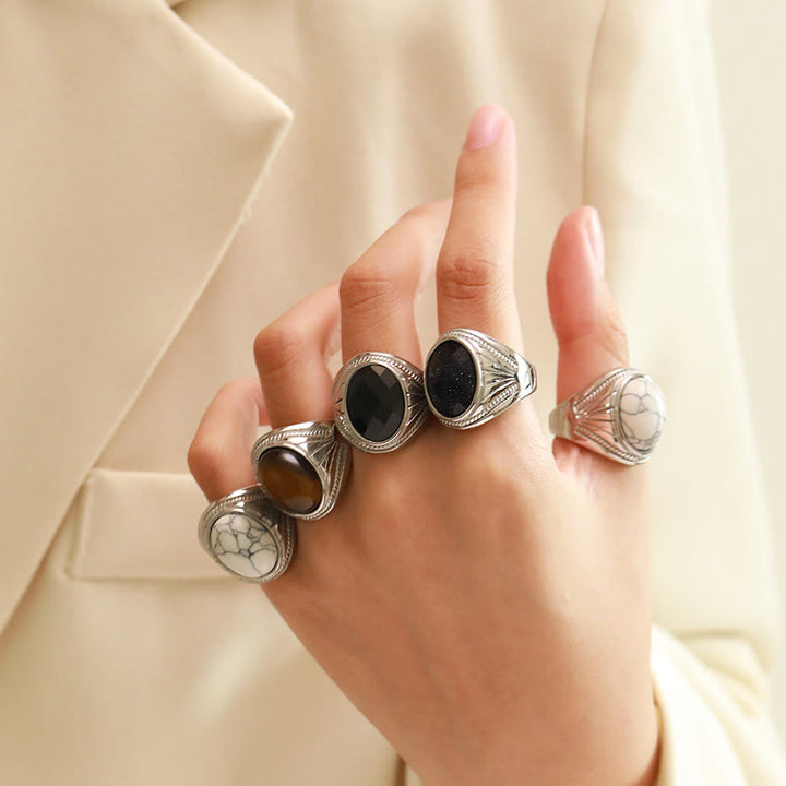 Olivenorma Stainless Steel Natural Gemstone Ring  - image 15