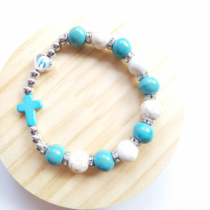 Olivenorma Turquoise White Turquoise Beads Cross Bracelet - image 4