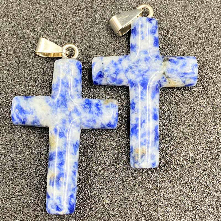 Olivenorma Natural Crystal Cross Healing Pendant - Kyanite - image 15