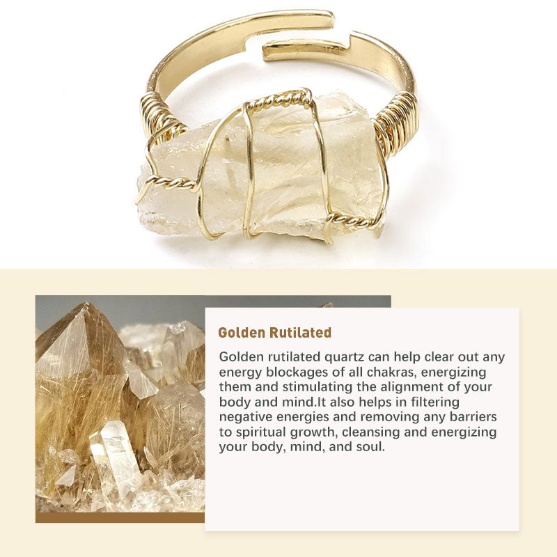 Natural Crystal Irregular Ring - Golden Rutilated - image 20