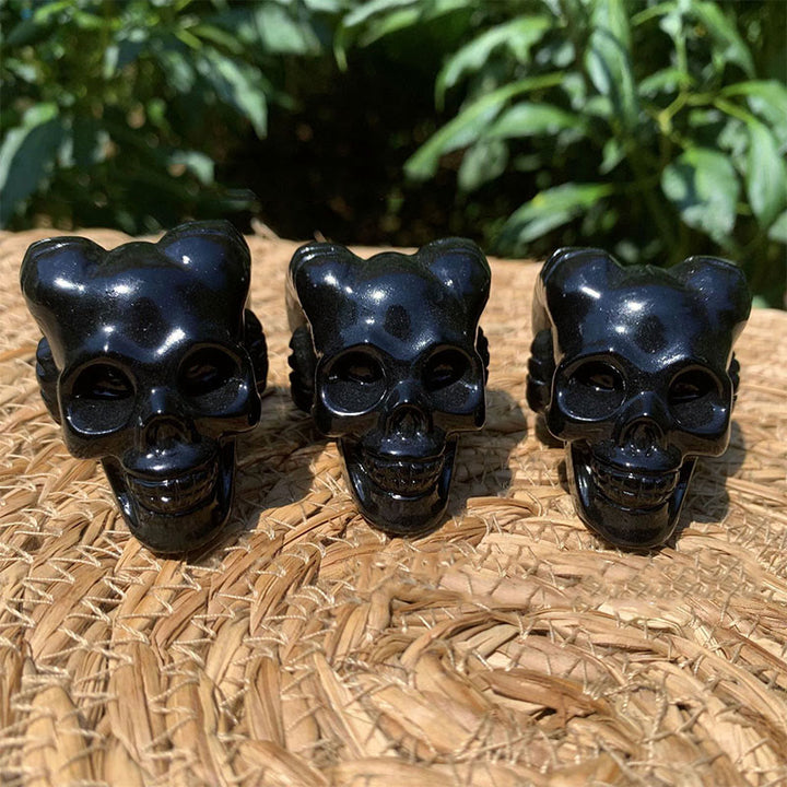 Olivenorma 40mm Obsidian Gemstone Decoration Horned Crystal Skull - image 2