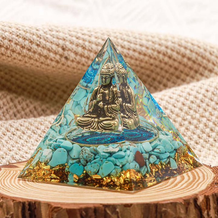 Olivenorma Buddha With Natural Turquoise Balance Orgone Pyramid - image 1