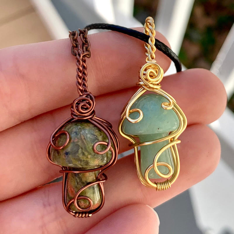 Olivenorma Natural Healing Stone Mushroom Necklace - image 0