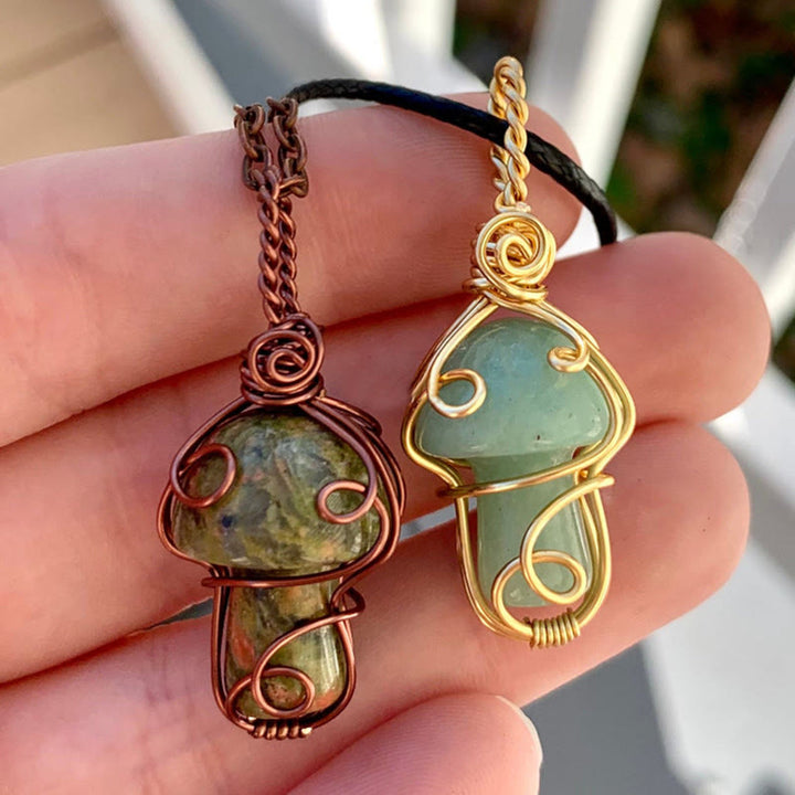Olivenorma Natural Healing Stone Mushroom Necklace - image 0