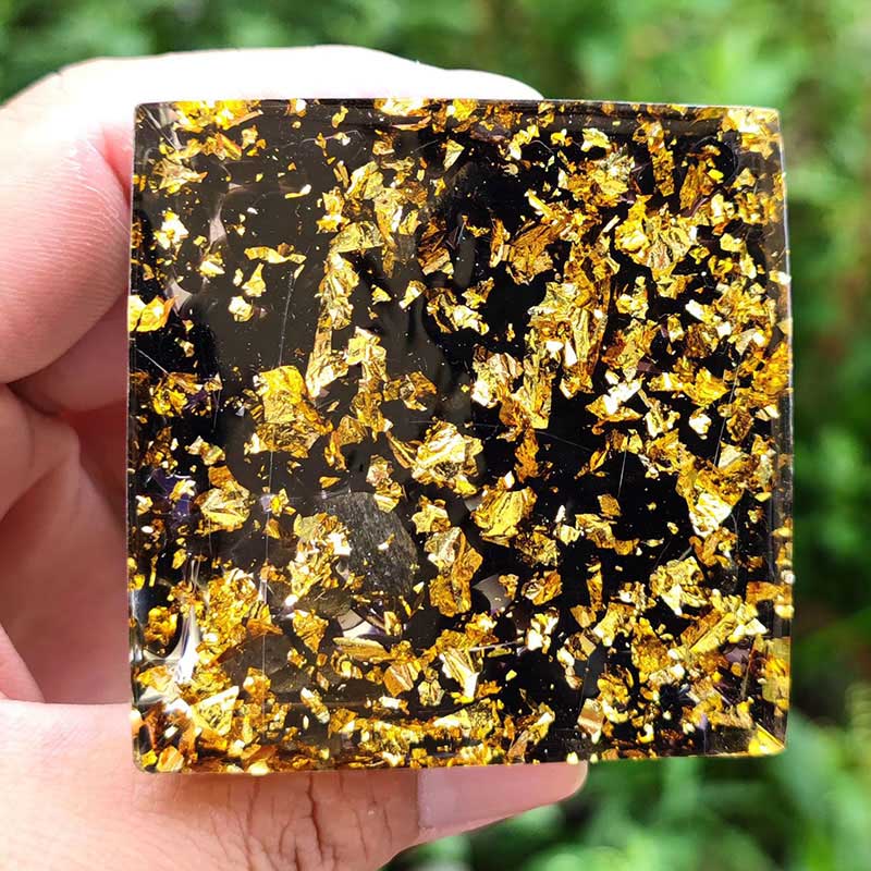 Olivenorma Amethyst Crystal Sphere with Obsidian Orgone Pyramid - image 3