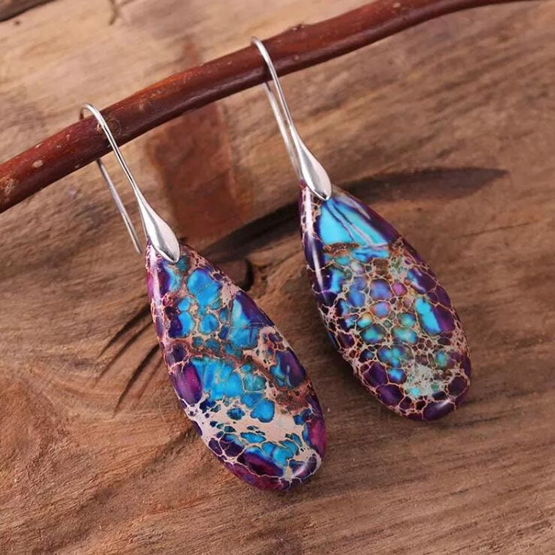 Olivenorma Drop Shape Emperor Stone Earrings - image 3