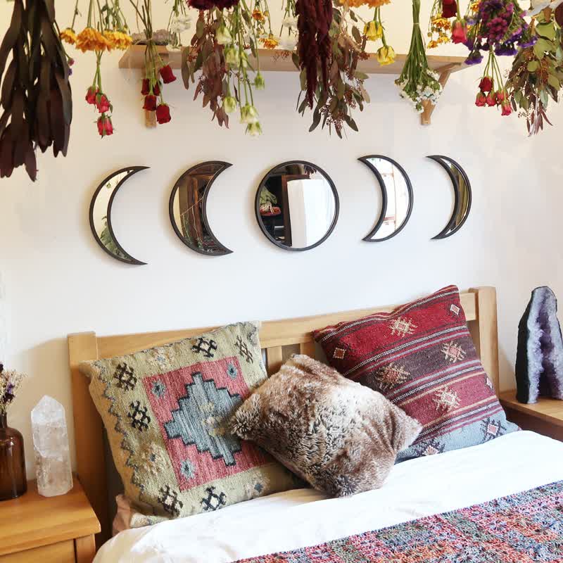 Olivenorma Wooden Plywood Moon Phase Mirrors Wall Decor - image 3