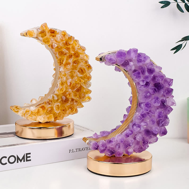 Olivenorma Amethyst Citrine Blue Fluorite Moon Crystal Lamp - image 4