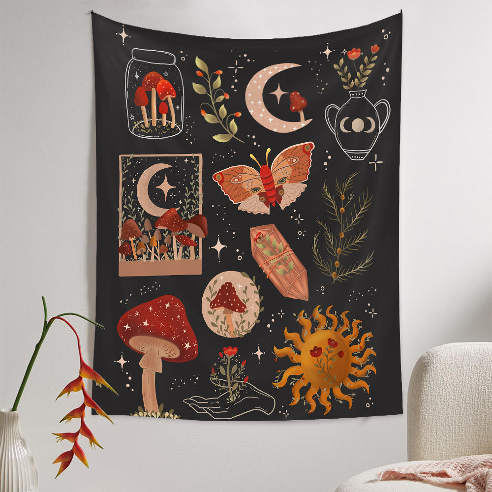 Olivenorma Butterfly Mushroom Sun Pattern Tapestry - image 3