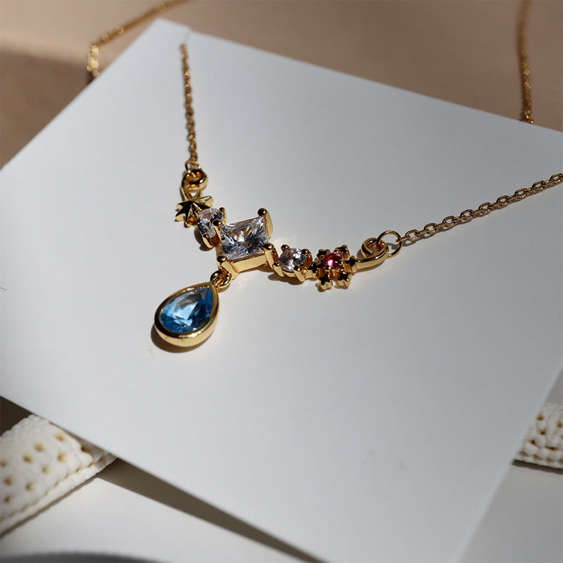 Olivenorma Blue Zircon Pendant With Star Element Design Vintage Inspired Necklace - image 7