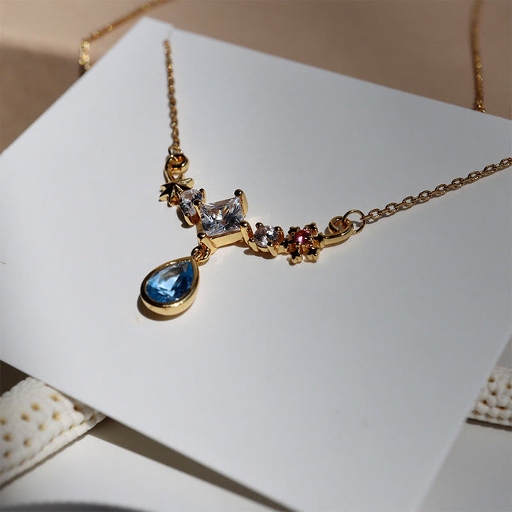 Olivenorma Blue Zircon Pendant With Star Element Design Vintage Inspired Necklace - image 7