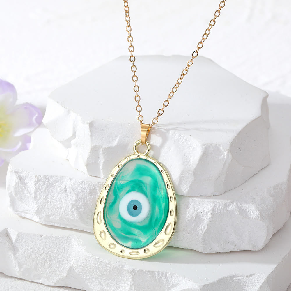 Olivenorma Multicolor Epoxy Evil Eye Necklace - Green Evil Eye - image 3