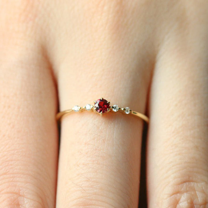 Olivenorma 18K Gold Garnet Minimalist Tiny Ring - 9 - image 0