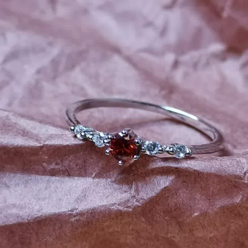 Olivenorma 18K Gold Garnet Minimalist Tiny Ring - image 7