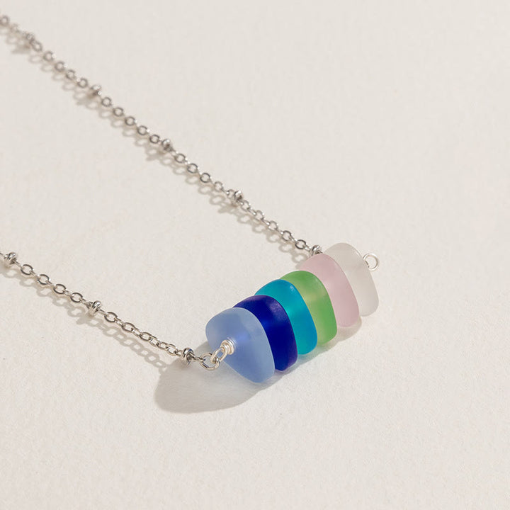 Olivenorma Colorful Sea Glass Geometric Design Necklace - image 2