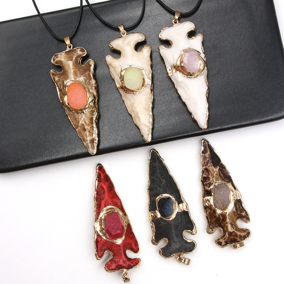 Olivenorma Natural Crystal Anchor Arrow Shield Necklace - image 12
