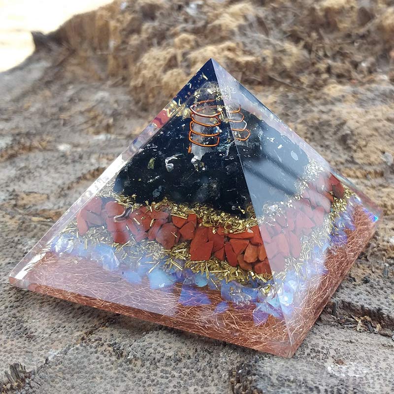 Olivenorma Clear Crystal With Opal Protection Orgone Pyramid - image 4
