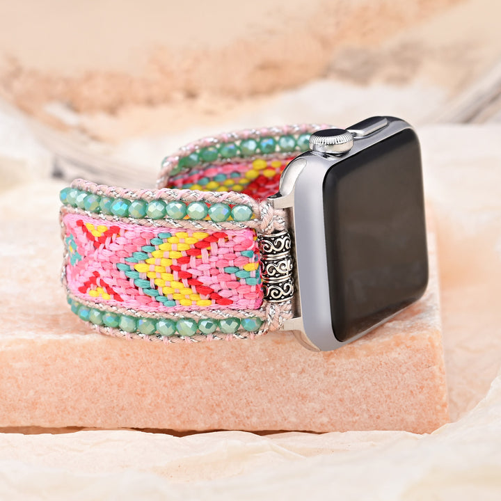 Olivenorma Amazonite Pink Nylon Braided Apple Watch Strap - Watch Dial Size 42-45mm - image 0