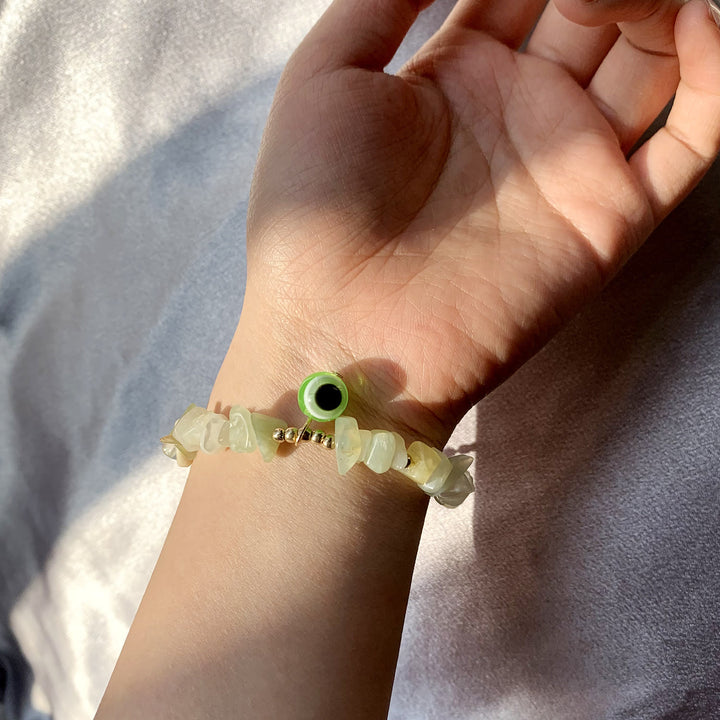 Olivenorma Natural Crystal Gravel Evil Eye Pendant Bracelet - image 5