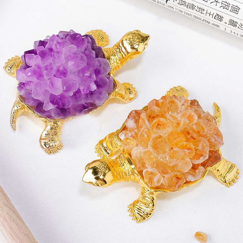 Olivenorma Natural Crystal Cluster Turtle Ornament Lamp Gemstone Decoration - image 0