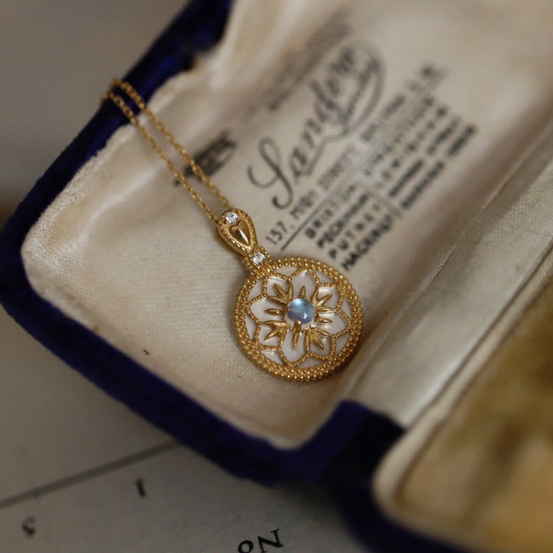 Olivenorma Natural Moonstone Floral Pendant Necklace - image 3