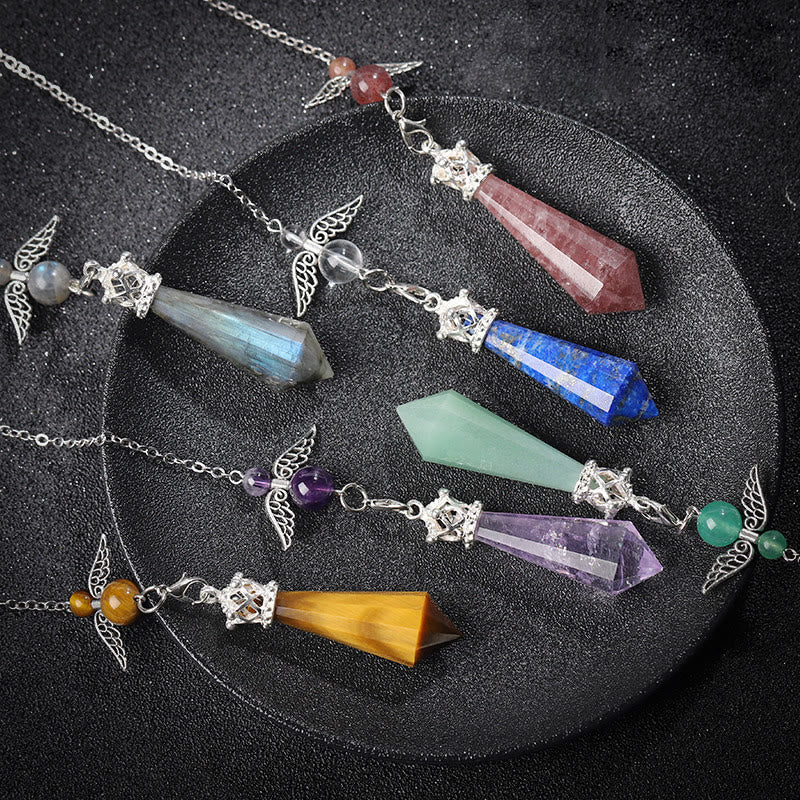 Olivenorma Labradorite Crystal Angel Wings Pendulum - image 43