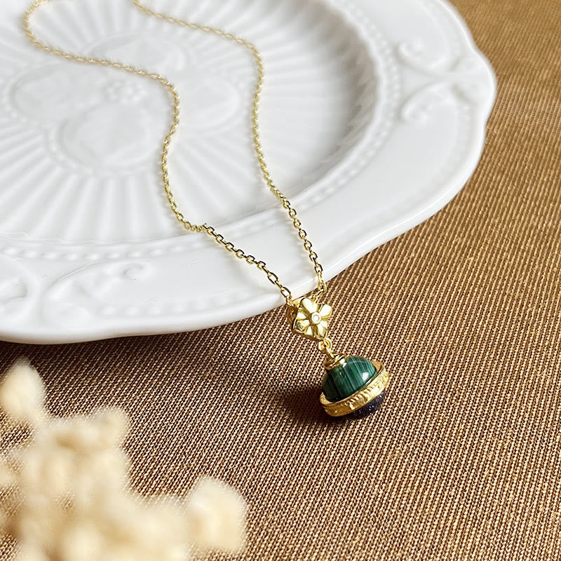 Olivenorma "Stellar Corona" Malachite Blue Sandstone Sphere Pendant Necklace - image 7